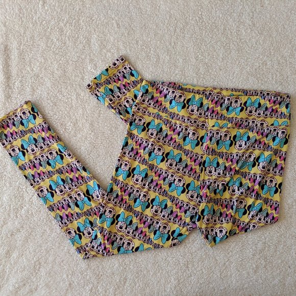 Pastel Minnie Mouse Soft & Buttery Leggings - Lularoe Tall & Curvy - Picture 1 of 12